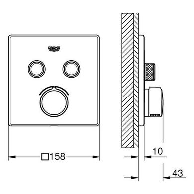 Зовнішня панель змішувача для ванни/душа Grohe SmartControl на 2 виходи хром 29148000, Хром
