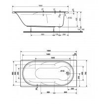 LAGUNA ванна прямоугольная 170*80 см, глубина: 42см, емкость: 190л, с ножками+сифон Viega Simplex для ванны автомат