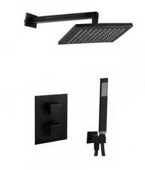 Чорна душова система з термостатом прихованого монтажу Paffoni Elle black Matt 20x20 cm, Чорний