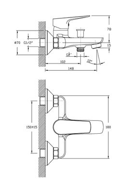 Набор смесителей для ванны Imprese Kit (kit20080), Хром