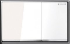 Клавиша смыва Geberit "Omega 60" металл/белое стекло 115.081.SI.1, Белый