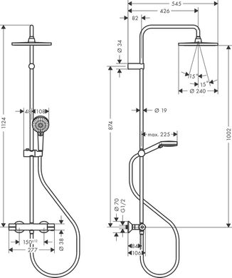 Душевая система Hansgrohe Vernis Blend Showerpipe 240 1jet EcoSma с термостатом, Matt Black (26428670)