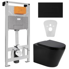 Volle Master інсталяція з чорним матовим унітазом Volle Nemo + Сидіння + кнопка чорна Alto, Чорний
