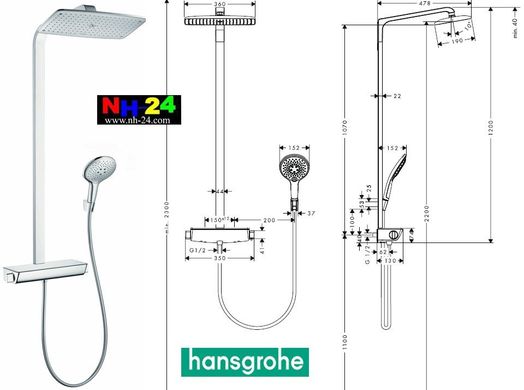Hansgrohe Raindance Select 360 Showerpipe 27112400