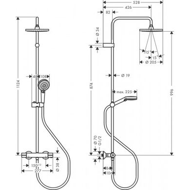 Душова система Hansgrohe Vernis Blend Showerpipe 200 1jet із термостатом, чорний матовий (26276670)
