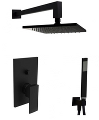 Чорна душова система прихованого монтажу Paffoni Elle black Matt 20x20 cm, Чорний