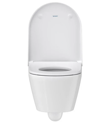 Унітаз підвісний безобідковий, воронкоподібний DURAVIT D-Neo із сидінням з мікроліфтом 45770900A1, Білий