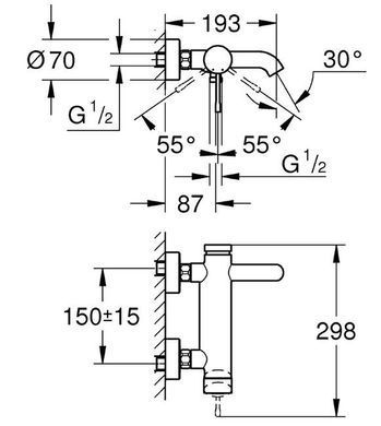 Смеситель для ванны однорычажный Grohe Essence New 33624001, Хром