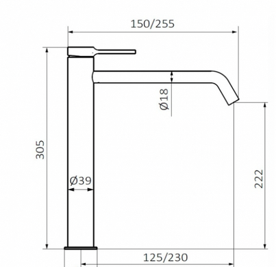 Смеситель для раковины высокий GRB Black Time Male 47550472 черный, Черный