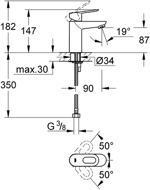 Смеситель Grohe BauLoop 23336000 для раковины, Хром