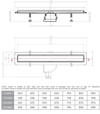 Душевой канал Pestan Confluo Primo Compact Line 85 см (13702512), 650 мм