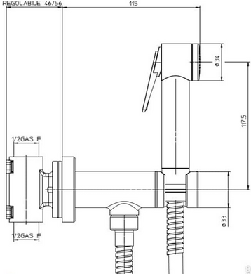 Гигиенический душ Bossini Paloma Flat Mixer Set черный матовый (E37015.073 )