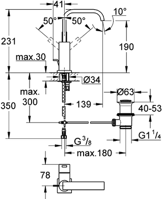 Змішувач для раковини Grohe Allure 32146000, Хром