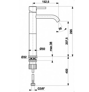 Смеситель для раковины KFA Armatura NEDA 5822-612-81 черный мат, Черный