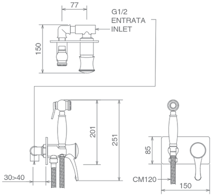 Гигиенический душ LaTorre Nobel (арт.22211), комплект (БРОНЗА), бронза