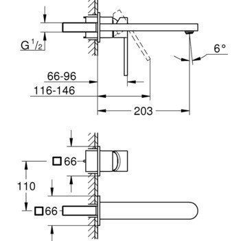 Grohe Plus Змішувач для раковини на 2 отвори, L-Size 203мм (29306003), Хром