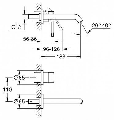 Смеситель для раковины Grohe Essence 29192001 настенный встраиваемый , Хром