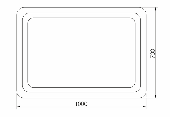 LUNA TANGA зеркало подвесное прямоугольное 100*70см, с подсветкой по контуру, с кнопочным выключателем