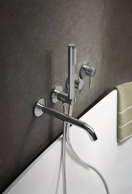 Змішувач для ванни прихований KFA Armatura MOZA Gun Metal Grey PVD 5039-411-61 з гарнітуром, графит