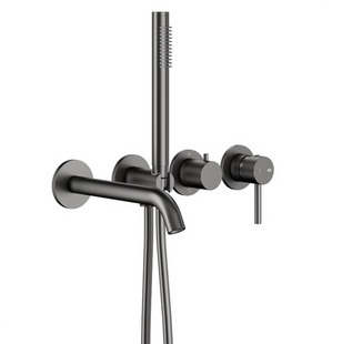 Смеситель для ванны скрытый KFA Armatura MOZA Gun Metal Grey PVD 5039-411-61 с гарнитуром, графит