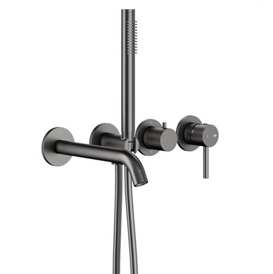 Змішувач для ванни прихований KFA Armatura MOZA Gun Metal Grey PVD 5039-411-61 з гарнітуром, графит
