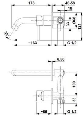 Смеситель для раковины Розовое золото KFA Armatura MOZA 5039-810-34 настенный, Розовое золото