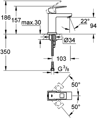 Смеситель Grohe Eurocube 23132000 для раковины, S-Size, Хром