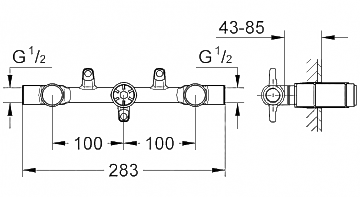 Скрытая часть Grohe для смесителей со стены на 3 отверстия (29025000)