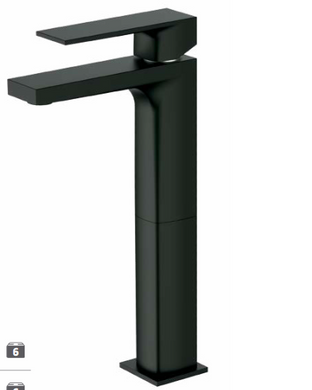 Смеситель для раковины высокий с донным клапаном GRB Black 60517601 черный, Черный