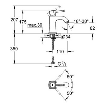 Смеситель Grohe Grandera 23310 однорычажный для раковины, гладкий, Хром