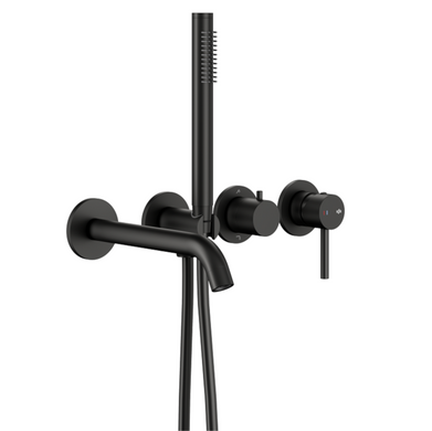 Смеситель для ванны скрытый KFA Armatura MOZA Black 5039-411-81 с гарнитуром, Черный