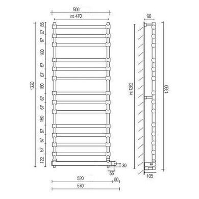 Сушки для рушників електричний Margaroli Sole (Соле) 564-14 BOX, арт. 5644714B, Хром