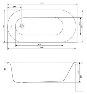 Ванна акриловая Cersanit Octavia 170x70 см с ножками PW01
