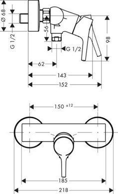 Смеситель для душа Hansgrohe Talis S 72600000, Хром
