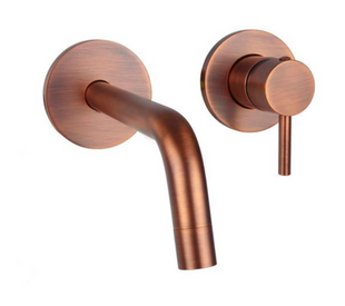 Змішувач для умивальника настінний Paffoni Light, вилив 17,8 см, Brushed Copper (LIG105RMSP70), Мідь
