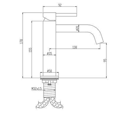 Змішувач для раковини Devit Flow 550534C, хром, Хром