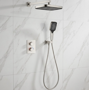 Душова система прихованого монтажу Devit Flow D117125011221BN з термостатом, brushed nickel, Нержавіюча сталь