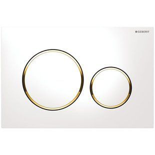 Клавиша Geberit Sigma 20 115.882.KK.1 рамка и кнопки: белые, обод: позолота, двойной смыв, 246*164 мм, Золото