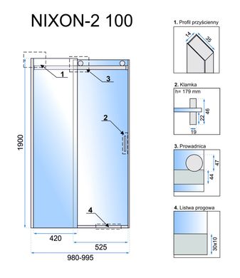 Душевая дверь REA NIXON-2 100 P