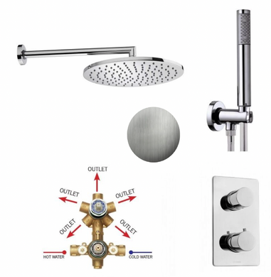 Bossini TEO Душова система прихованого монтажу з термостатом, Нікель, Нікель