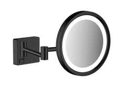 Косметическое зеркало черное матовое Hansgrohe AddStoris (41790670) с подсветкой