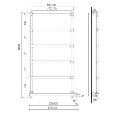 Сушки для рушників електричний Margaroli Sole (Соле) 542-6 BOX арт. 5424706B, Золото