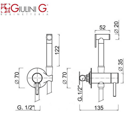 Гигиенический душ скрытого монтажа Giulini FSH25, Хром
