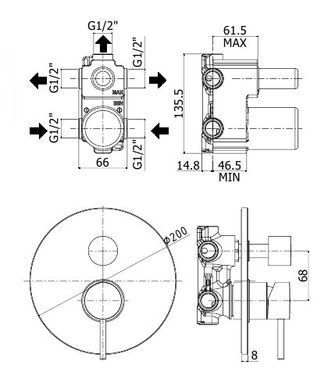 Змішувач на три виходи Paffoni Light (LIG 019 CR)