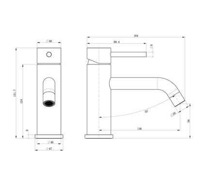 Смеситель для раковины Devit Flow 550547B, черный матовый, Черный