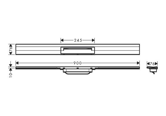 Верхняя часть слива для душа Hansgrohe RainDrain Flex для канала (пристенный) 90 см, Matt Black (56052670)