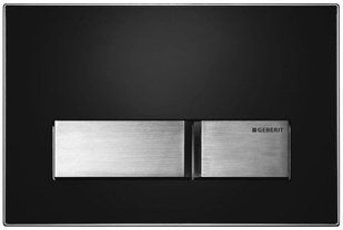 Клавіша Geberit Sigma 50 арт. 115.788.DW.5, рамка чорна, кнопки квадратні, сталь, подвійний змив, 246*164 мм