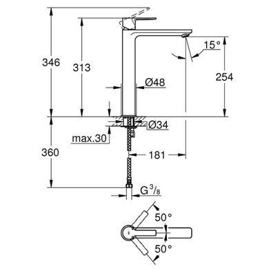 Grohe Lineare Смеситель однорычажный для раковины XL-Size (23405001)