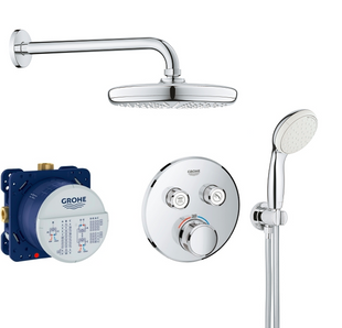 Душова система з термостатом Grohe SmartControl хром 34-614-SC0 NEW верхній душ 210мм, Хром