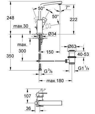 Змішувач Grohe Eurocube 2313500E для раковини, Хром